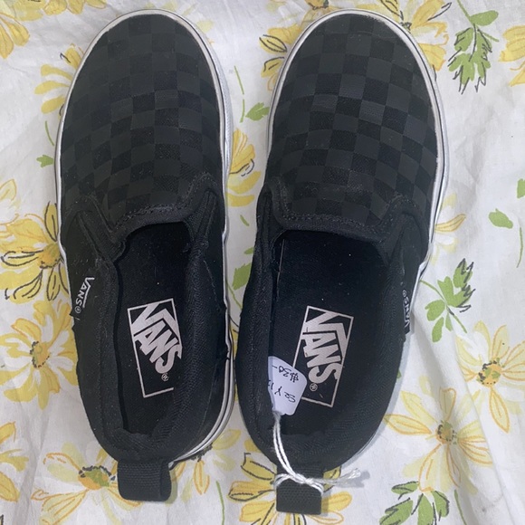Vans Black Checkered Slip Ons 12.0 Y - Picture 4 of 8